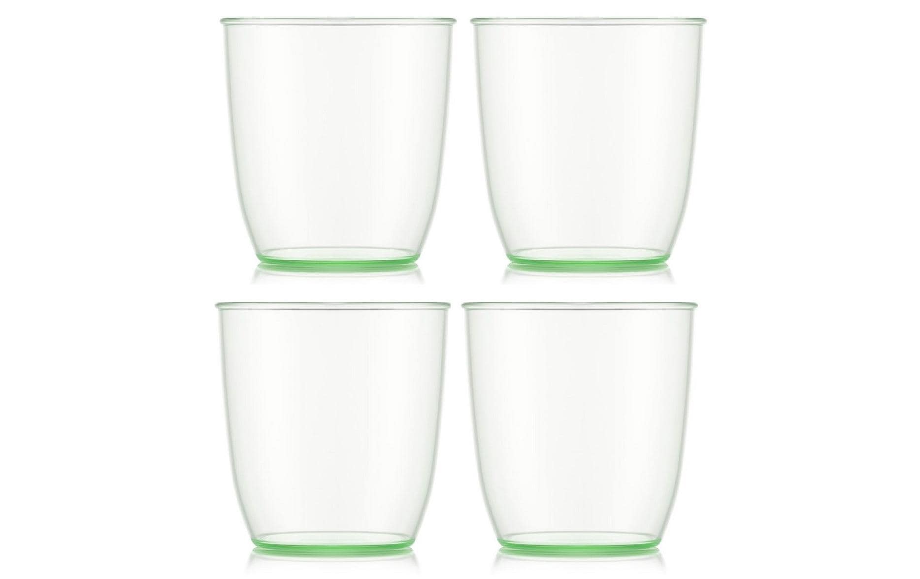 Bodum KVADRANT Becher – 4er Set, 200 ml, 7,3 × 7,2 × 7,3 cm, Kunststoff, Grün/Transparent, stapelbar