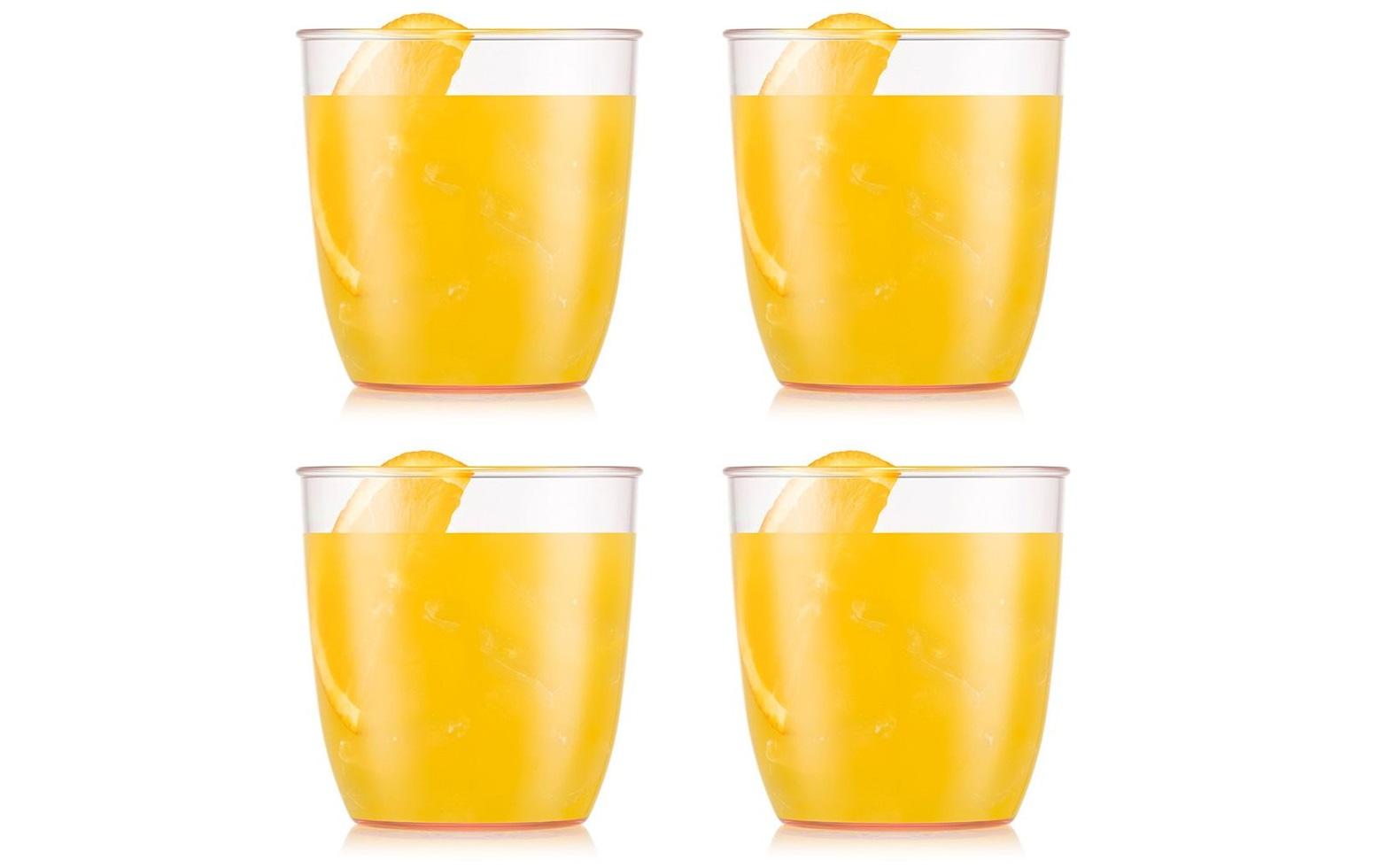 Bodum KVADRANT Becher – 4er Set, 350 ml, 8,7 × 8,7 × 9,2 cm, Kunststoff, Rosa/Transparent, stapelbar
