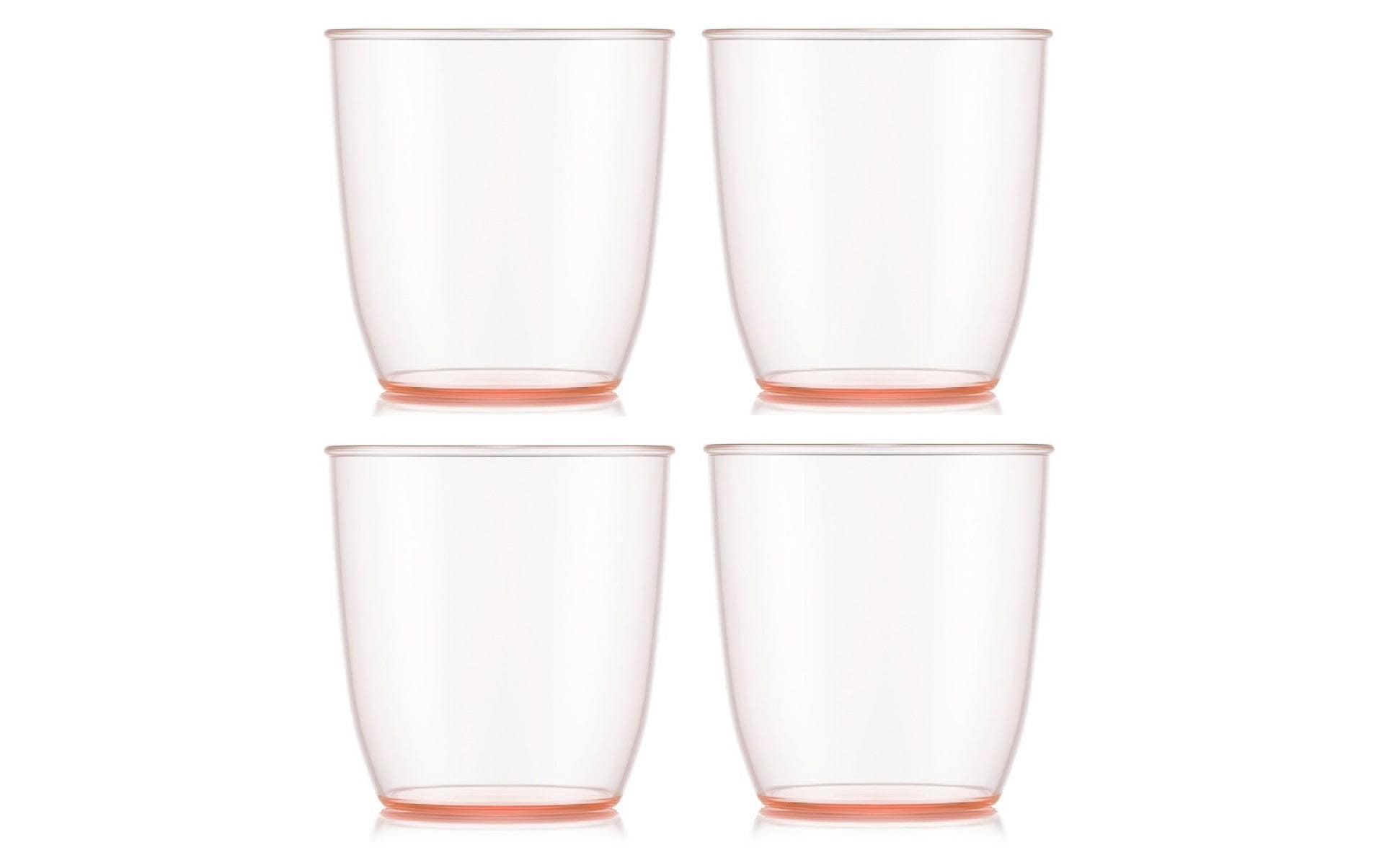 Bodum KVADRANT Becher – 4er Set, 350 ml, 8,7 × 8,7 × 9,2 cm, Kunststoff, Rosa/Transparent, stapelbar