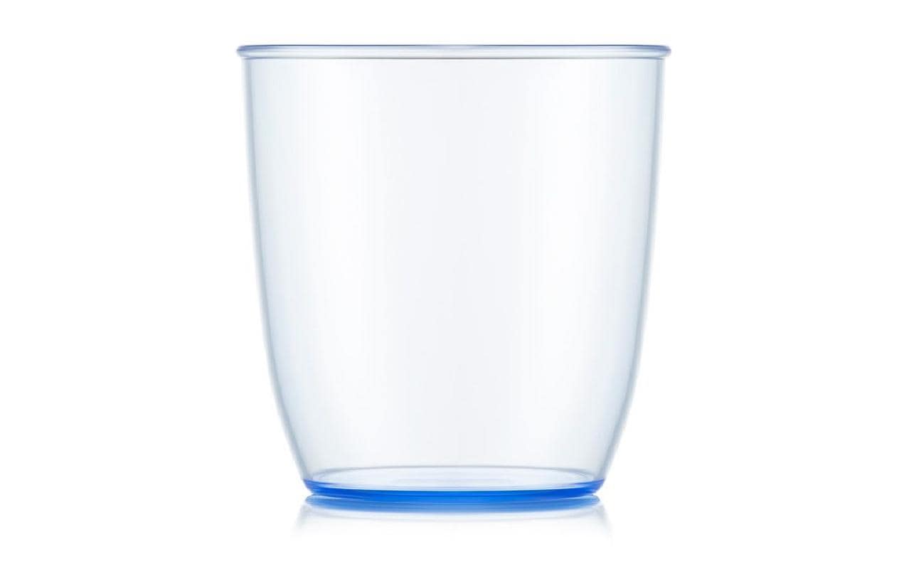 Bodum KVADRANT Becher – 4er Set, 350 ml, 8,7 × 8,7 × 9,2 cm, Kunststoff, Blau/Transparent, stapelbar