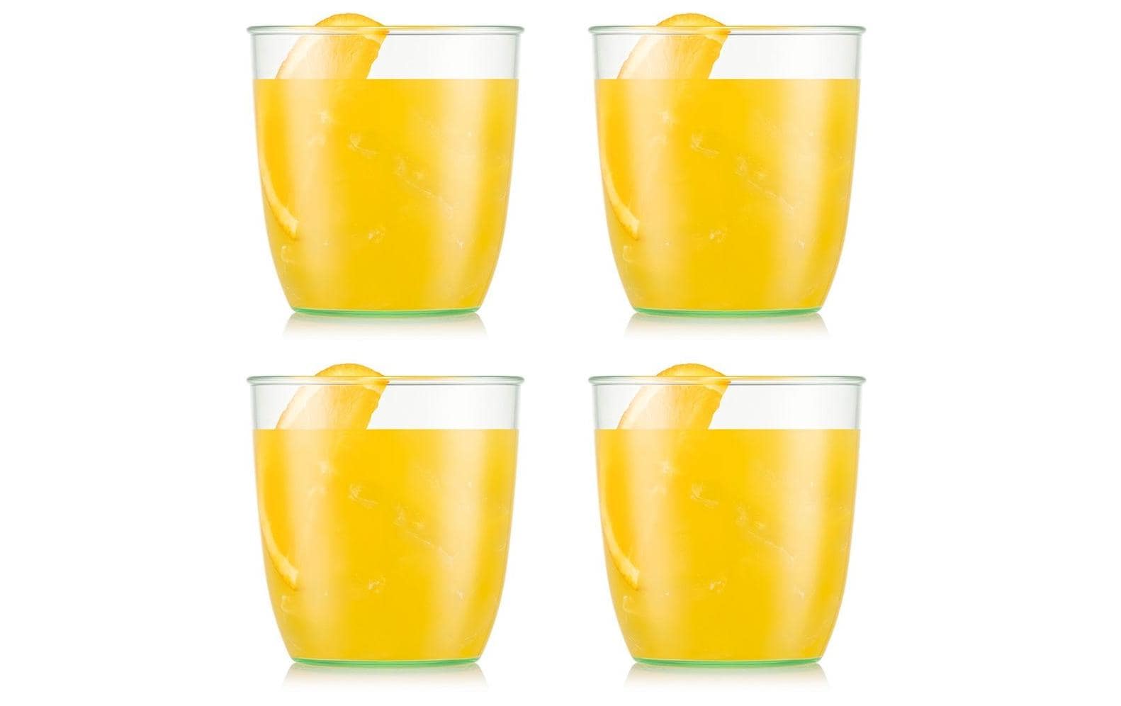 Bodum KVADRANT Becher – 4er Set, 350 ml, 8,7 × 8,7 × 9,2 cm, Kunststoff, Grün/Transparent, stapelbar