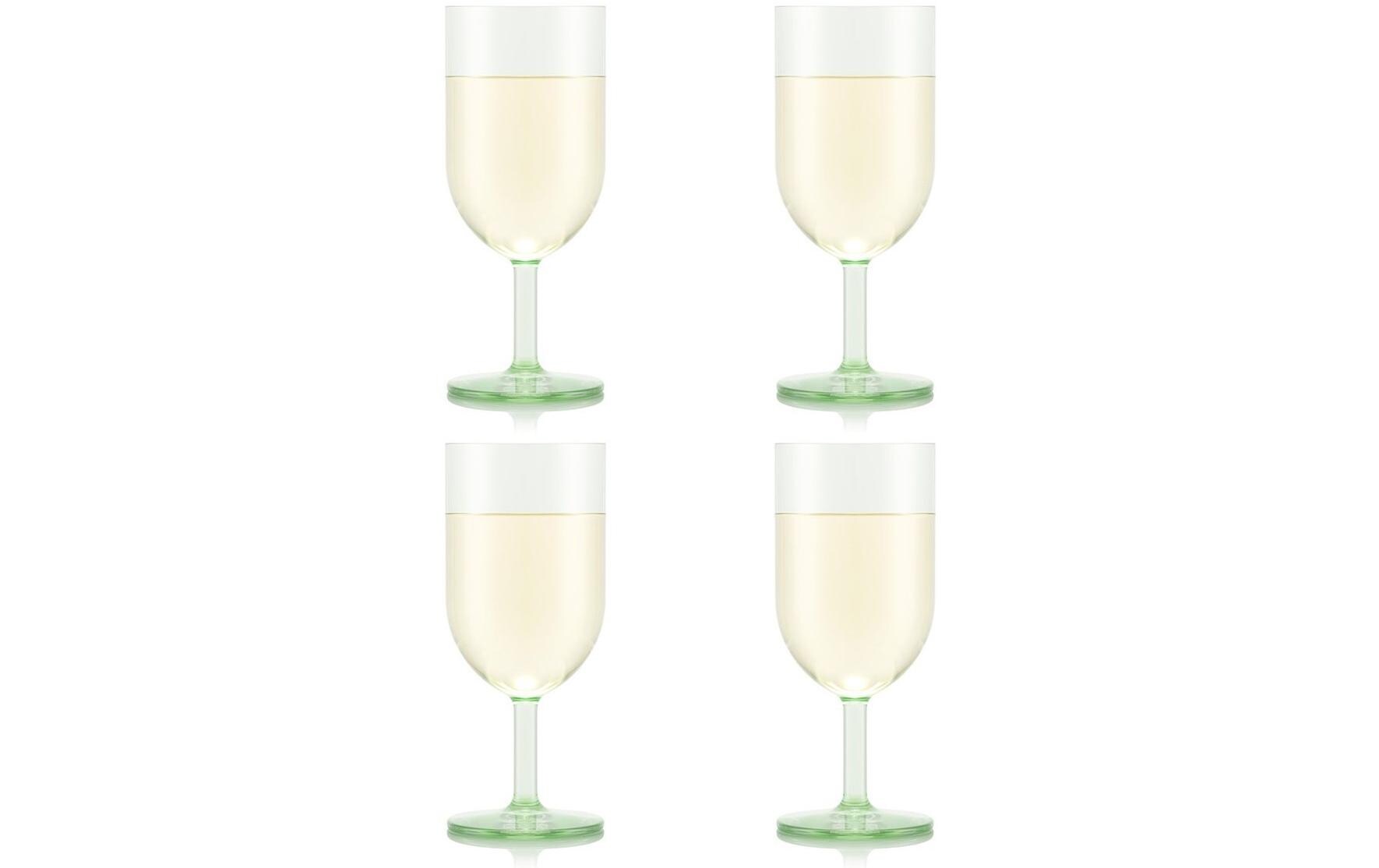 Bodum Weisswein-Glas OKTETT – 4er Set, 230 ml, H 16,2 cm, Kunststoff, Grün/Transparent, spülmaschinenfest