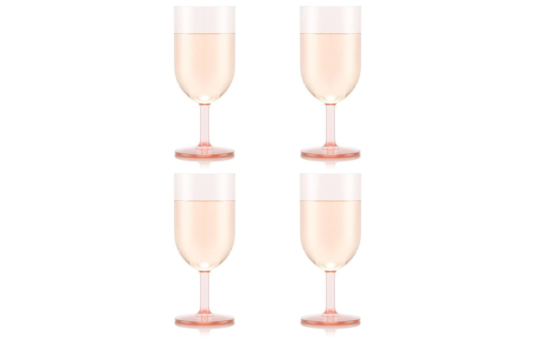 Bodum Weinglas OKTETT – 4er Set, 230 ml, H 16,2 cm, Kunststoff, Rosa, spülmaschinenfest, bruchfest