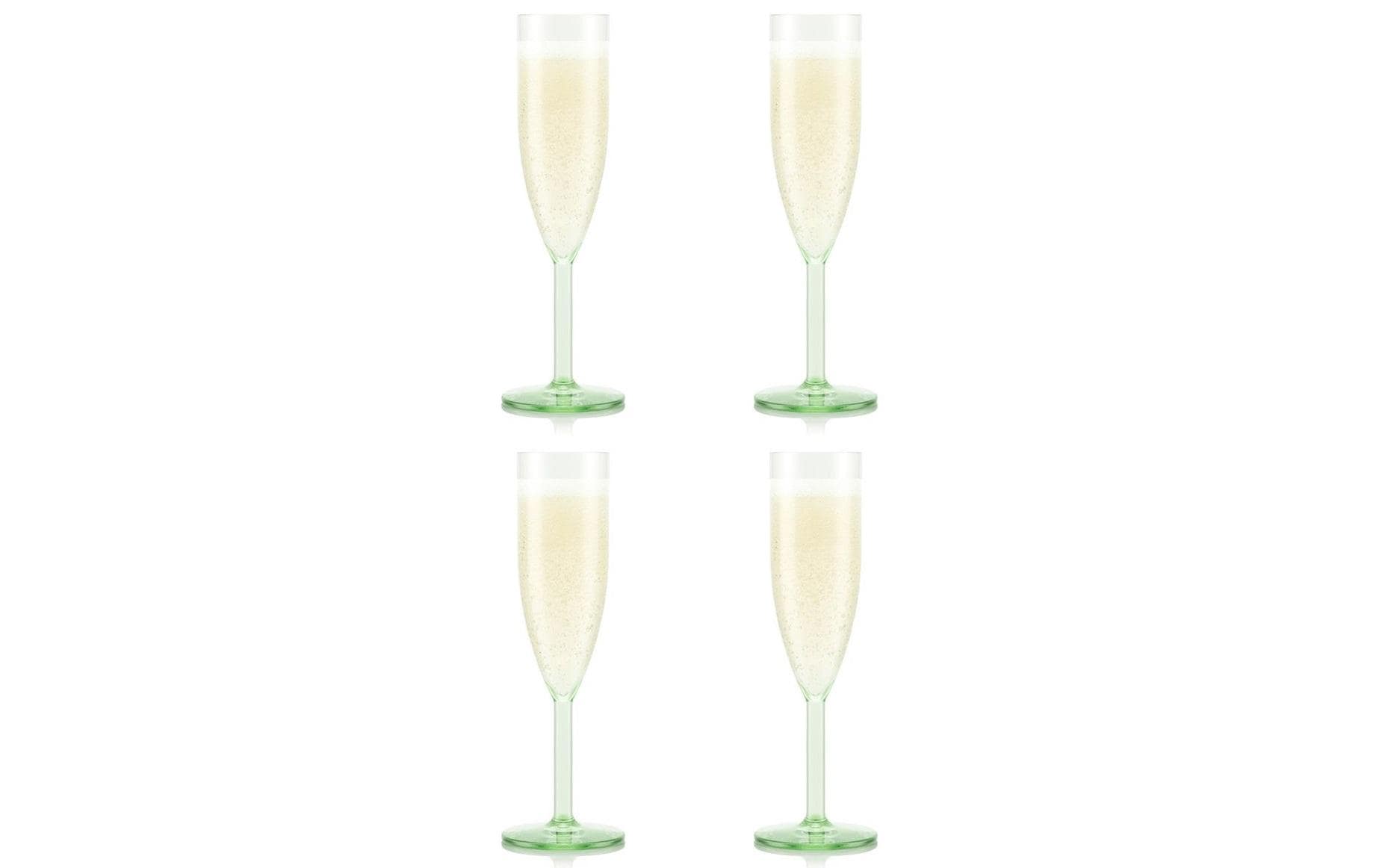 Bodum Okett Champagnerflöte – 4er Set, 120 ml, Ø 6,5 cm, H 20,9 cm, Kunststoff, Grün, spülmaschinenfest, BPA-frei