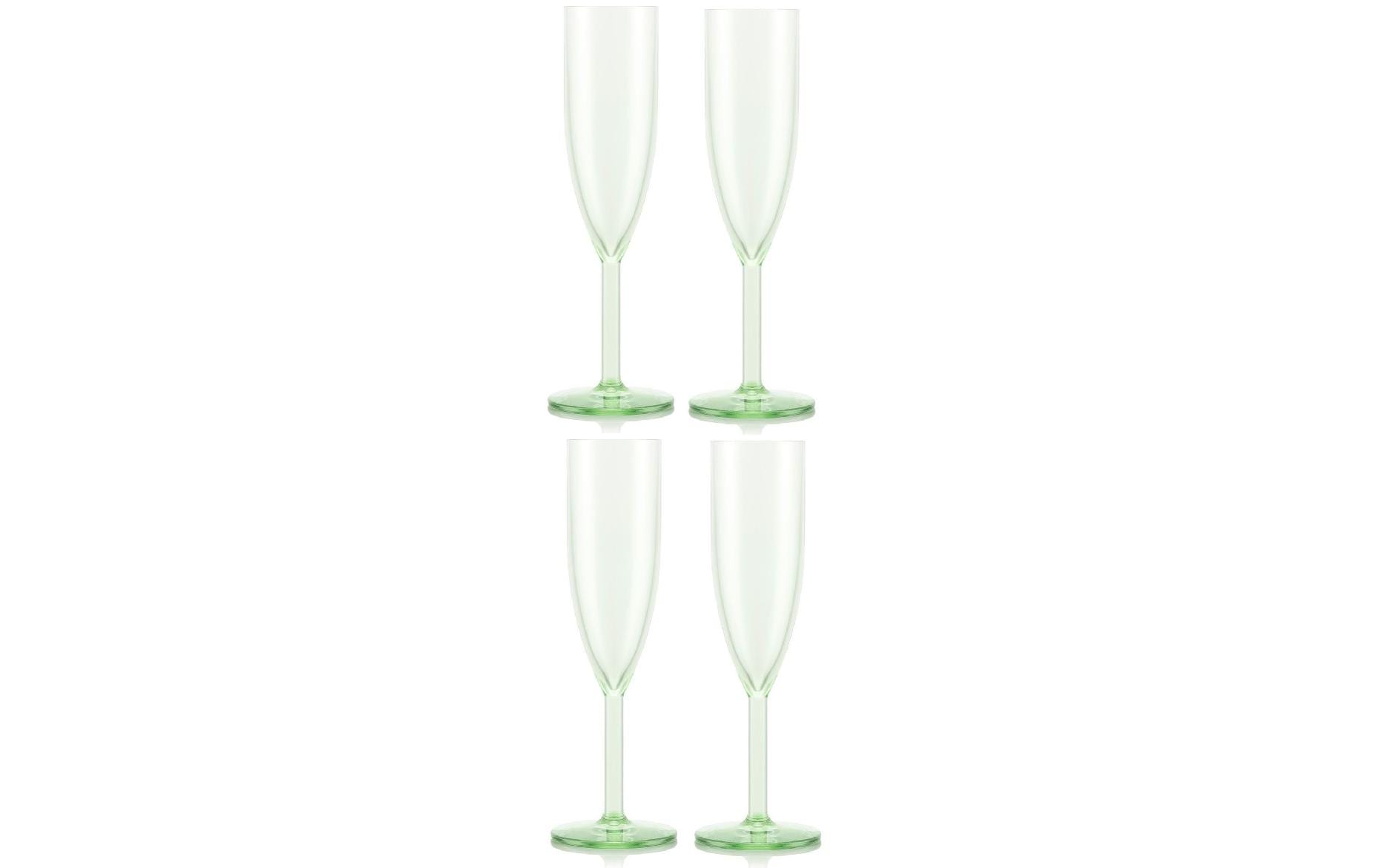 Bodum Okett Champagnerflöte – 4er Set, 120 ml, Ø 6,5 cm, H 20,9 cm, Kunststoff, Grün, spülmaschinenfest, BPA-frei