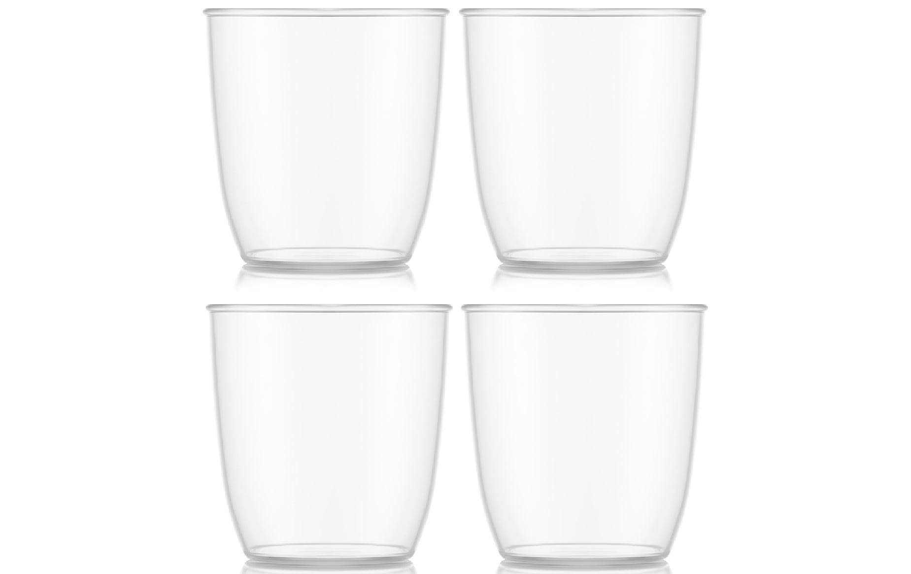 Bodum KVADRANT Becher – 4er Set, 200 ml, 7,3 × 7,3 × 7,2 cm, Kunststoff, Transparent, stapelbar