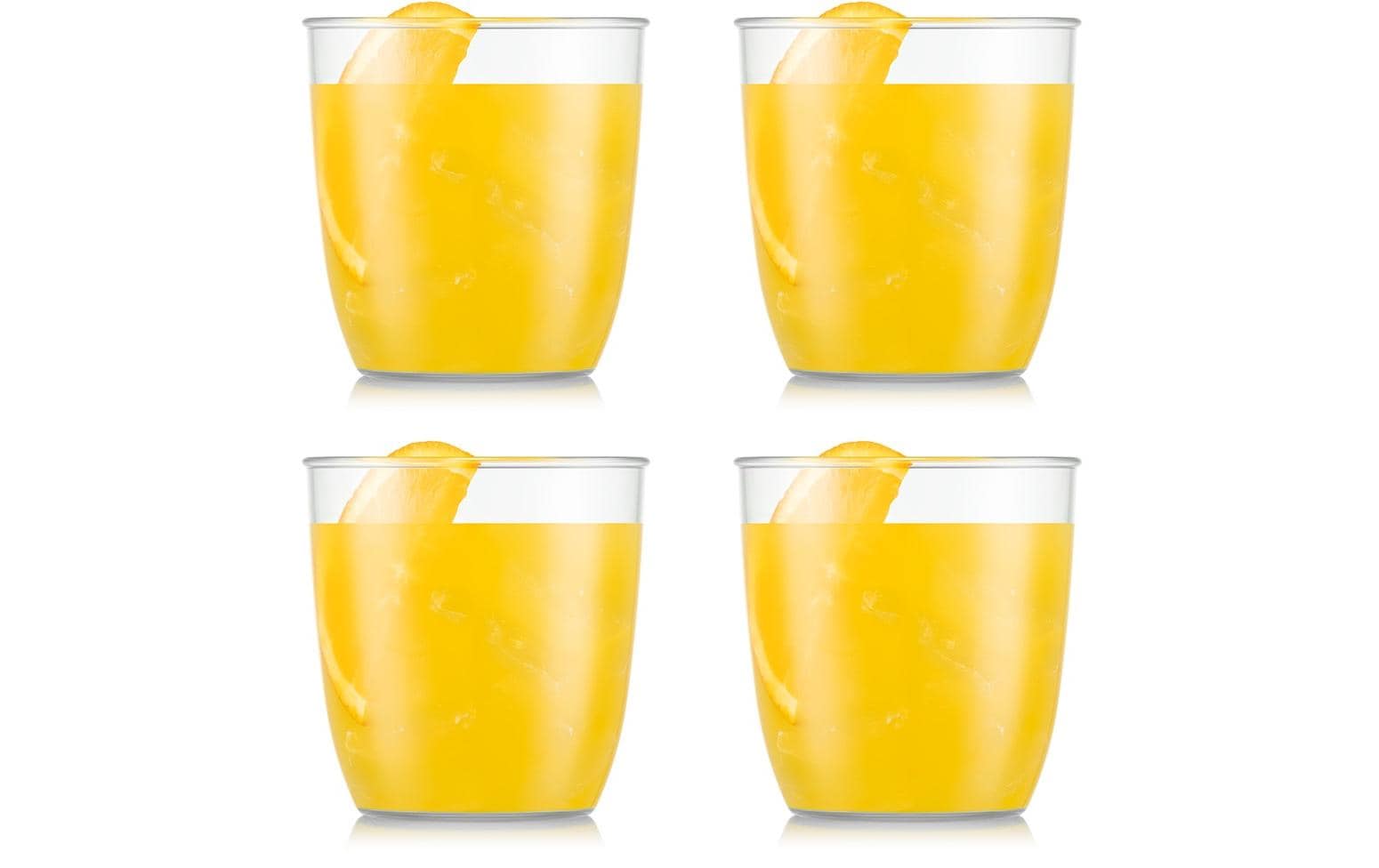 Bodum KVADRANT Becher – 4er Set, 350 ml, 8,7 × 8,7 × 9,2 cm, Kunststoff, Transparent, stapelbar