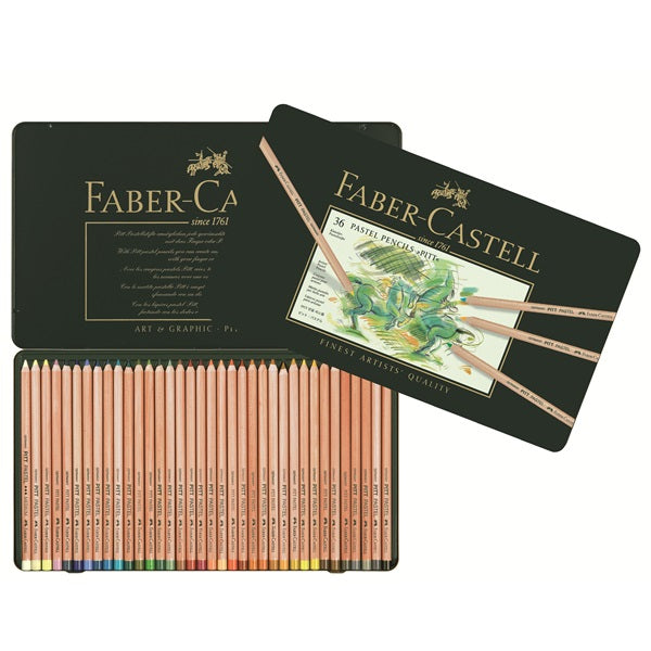 Faber-Castell Buntstifte PITT PASTELL, mehrfarbig, 36er-Metalletui – hohe Lichtbeständigkeit