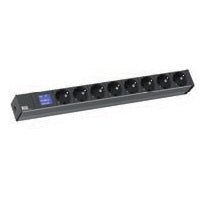 Bachmann Rack-PDU Metered, 19" 1U, einphasig 3,6 kW, 8×T13, Eingang Schutzkontakt, 2 m – schwarz