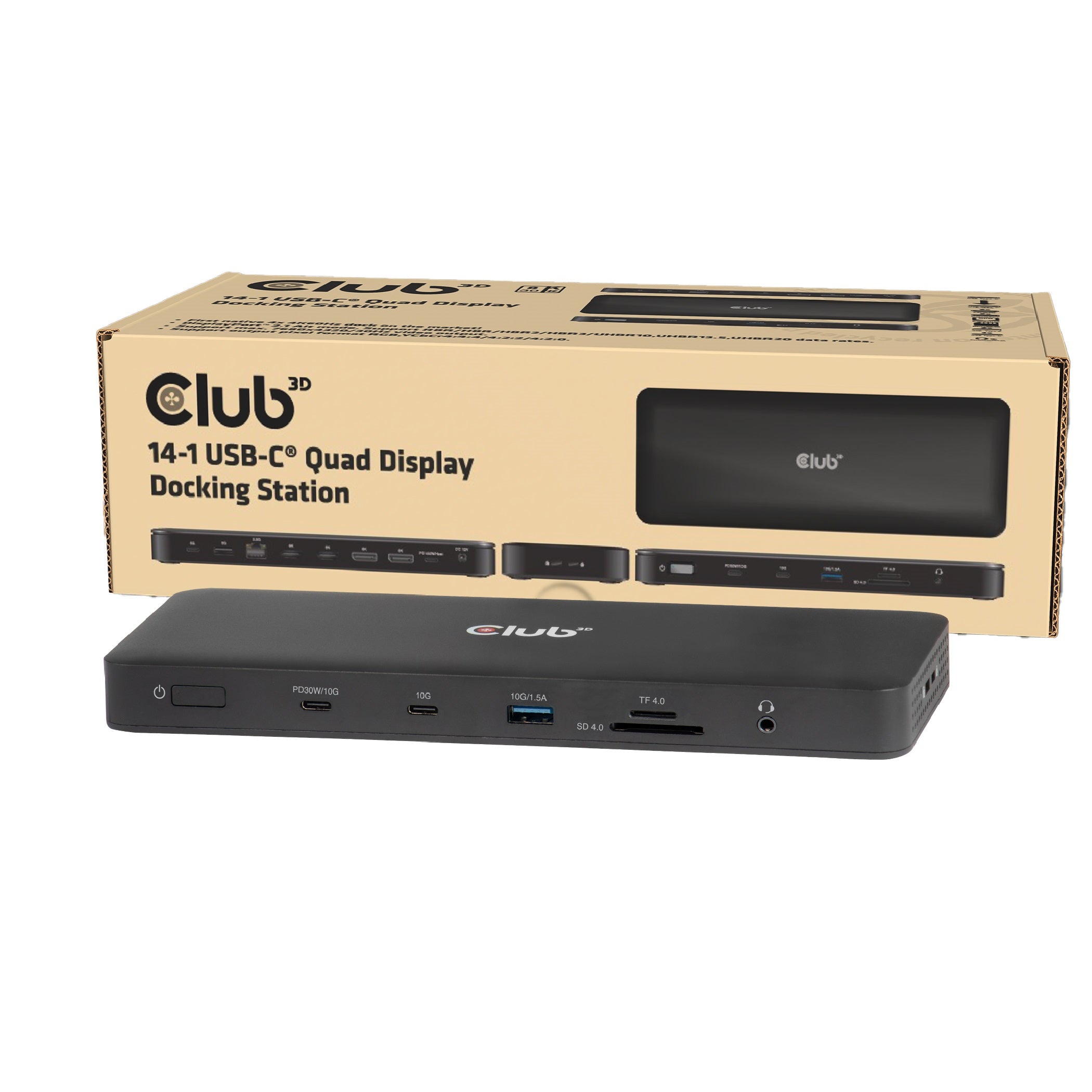 CLUB3D Club 3D 14-in-1 Dockingstation – USB4, DP/HDMI, 2× USB-A, microSD, für Universal