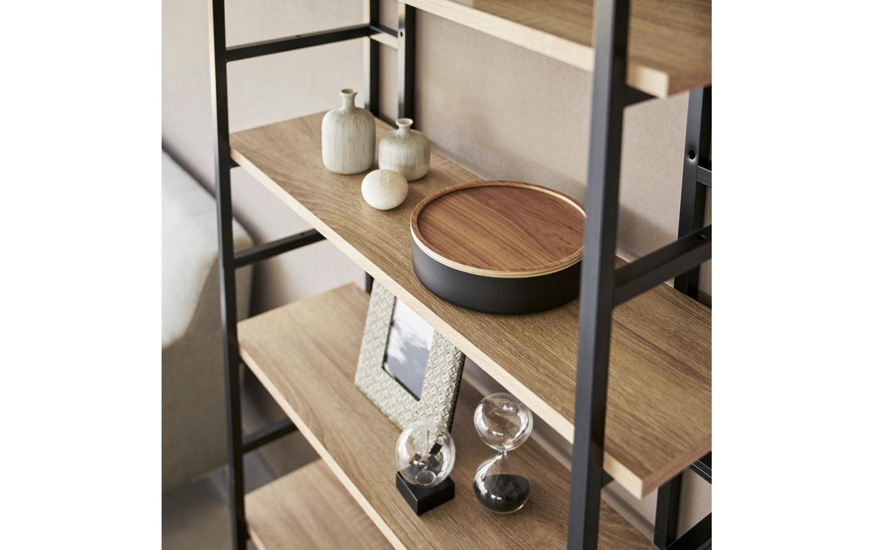 Yamazaki Aufbewahrungsbox (mit Deckel) – Metall/Holz – Schwarz/Natur – Ø 220 × H 60 mm