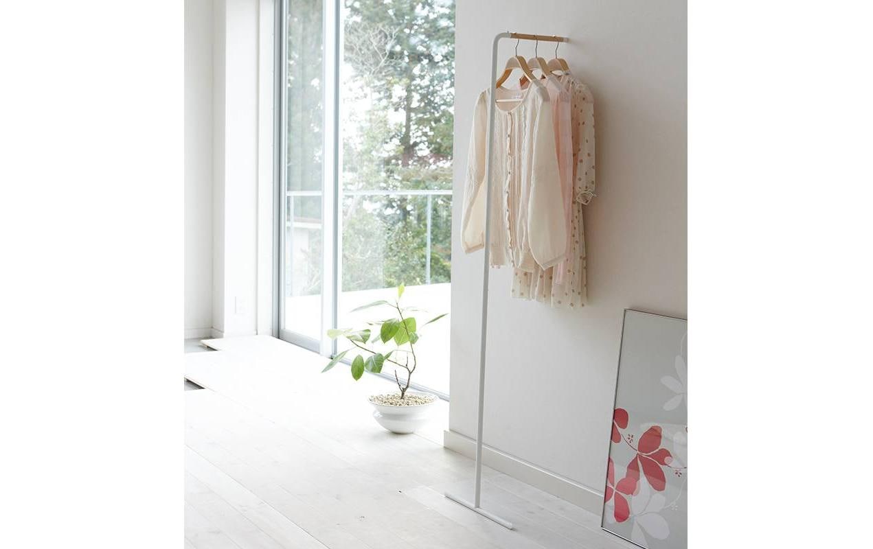 Yamazaki Wandgarderobe 1 Haken – Stahl/Holz – Weiss – 420 × 1'600 × 385 mm