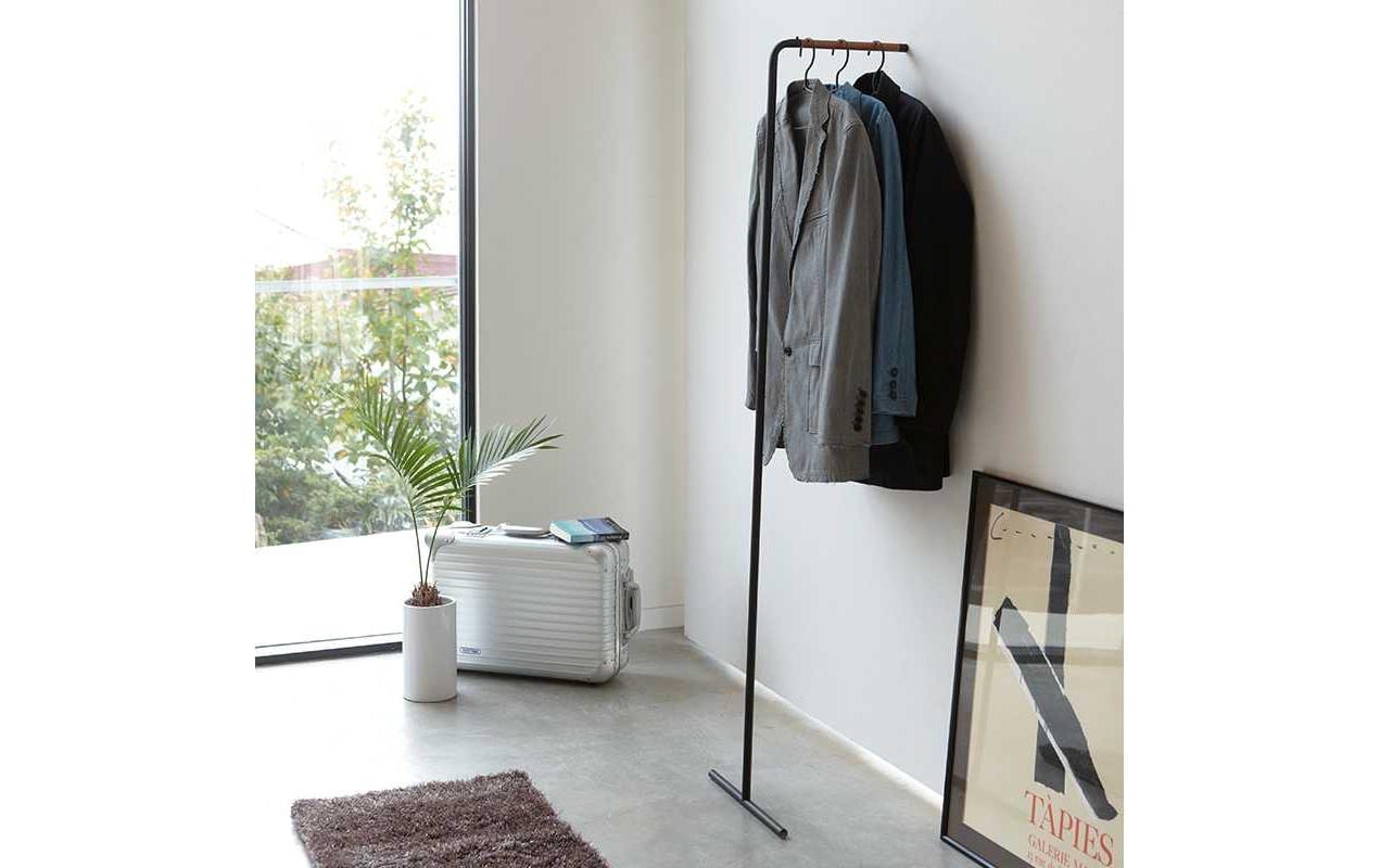 Yamazaki Wandgarderobe – 1 Haken, Stahl/Holz, Schwarz, 42 × 38,5 × 160 cm