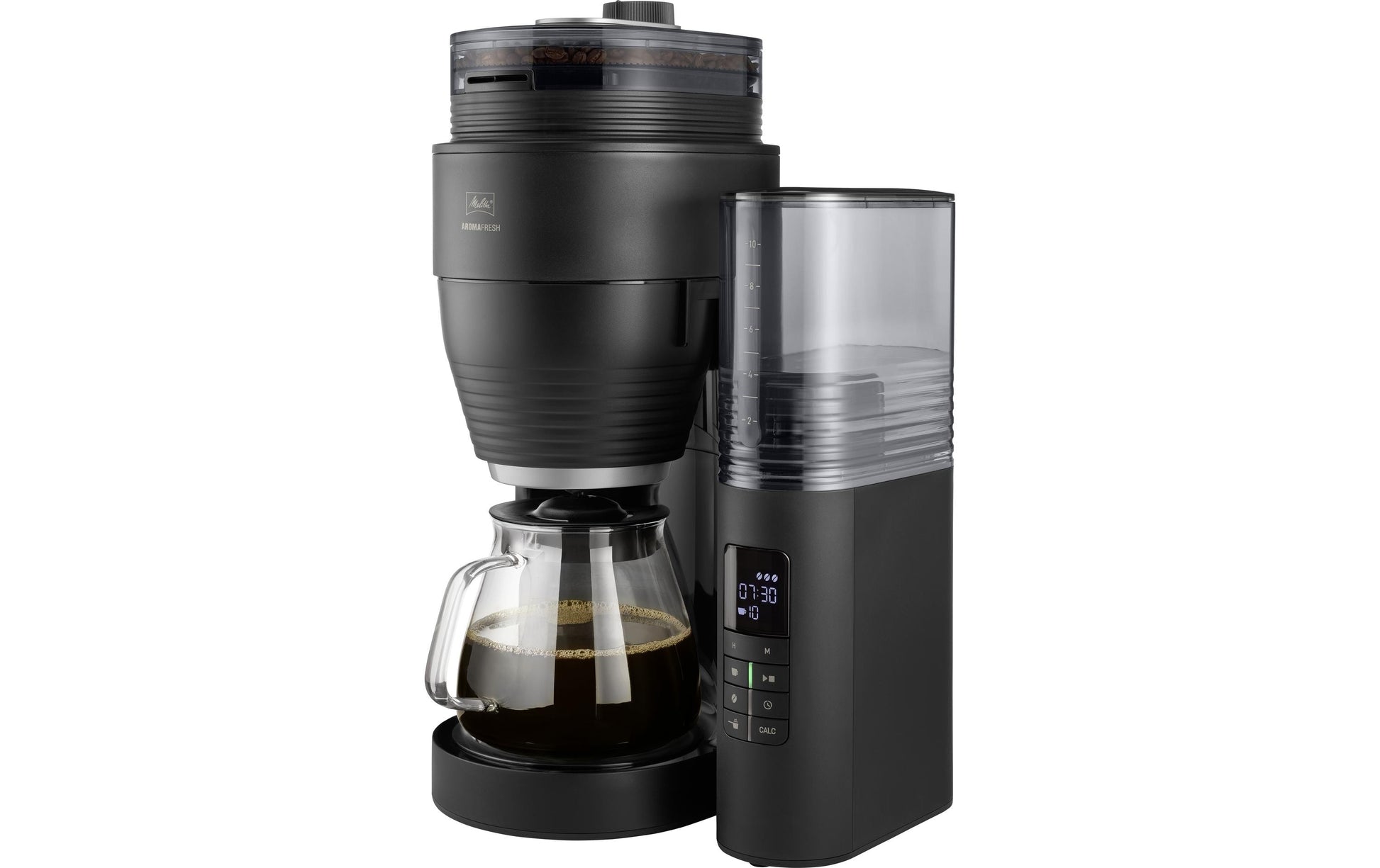 Melitta AromaFresh Filterkaffeemaschine – 10 Tassen, 1,25 l, Keramik-Mahlwerk, Schwarz