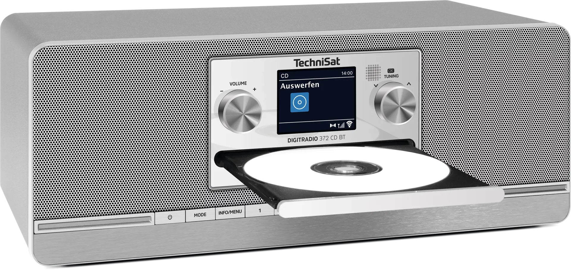 TechniSat DigitRadio 372 CD BT – DAB+/UKW-Tischradio, Bluetooth – Silber