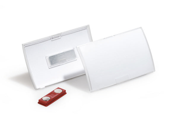 Durable Namensschild ClickFold mit Magnet – 90 × 54 mm, Kunststoff, transparent, 10 Stk.