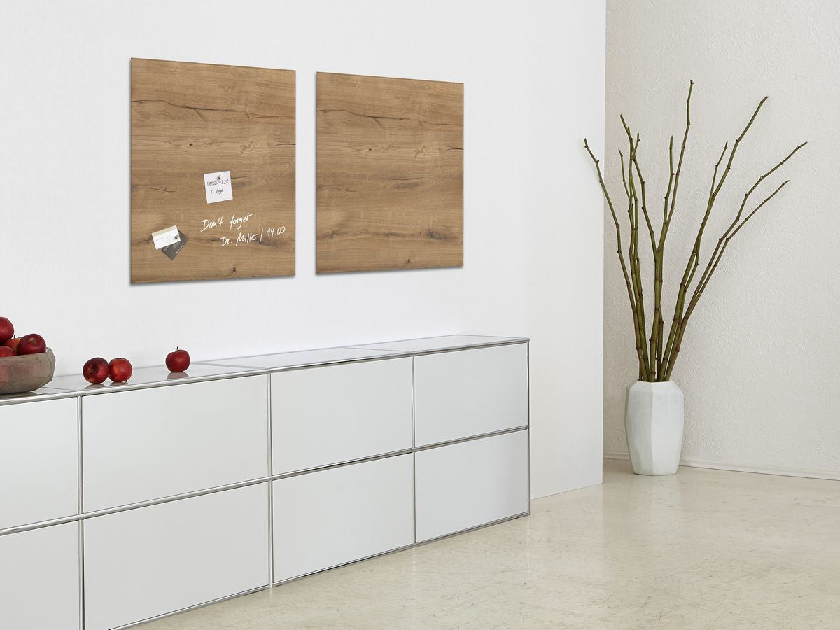 Sigel Whiteboard – 48 × 48 cm, Glas, magnetisch, Wandmontage, inkl. SuperDym Magnetwürfel, Montagesatz
