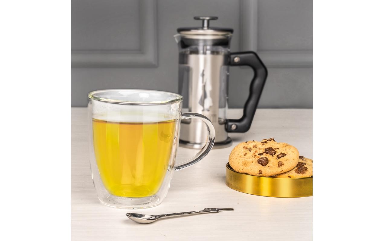 Bialetti Kaffeetasse – 2er Set, 350 ml, Borosilikatglas, Transparent, doppelwandig, spülmaschinenfest