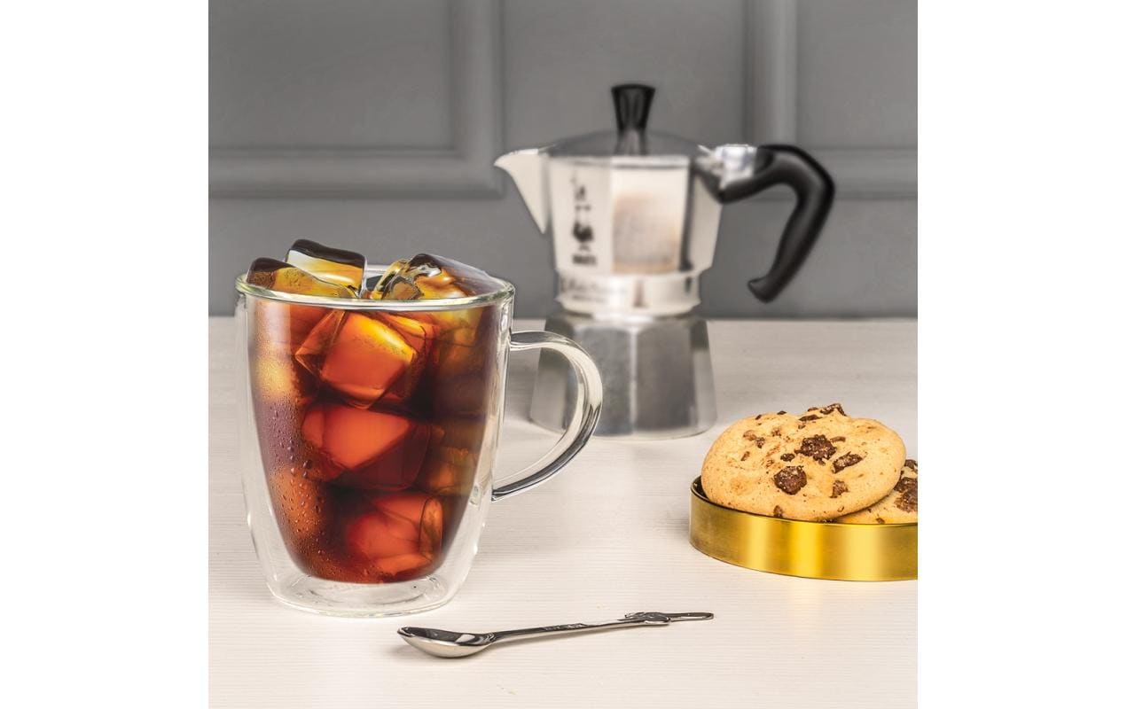 Bialetti Kaffeetasse – 2er Set, 350 ml, Borosilikatglas, Transparent, doppelwandig, spülmaschinenfest