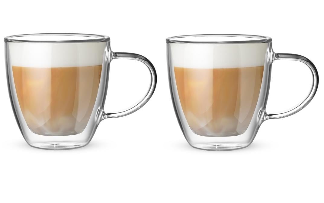 Bialetti Cappuccinotasse Capri – 2er Set, 160 ml, Borosilikatglas, Transparent, doppelwandig