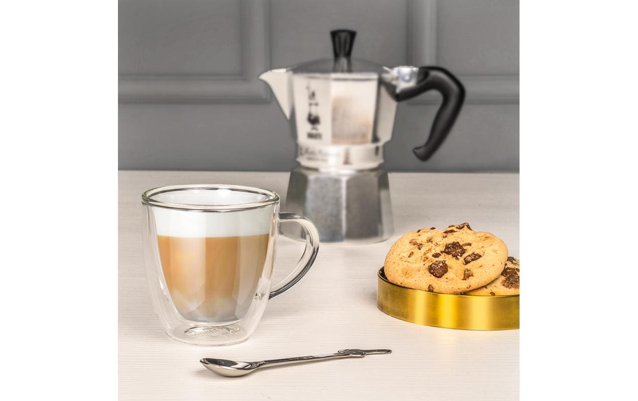 Bialetti Cappuccinotasse Capri – 2er Set, 160 ml, Borosilikatglas, Transparent, doppelwandig