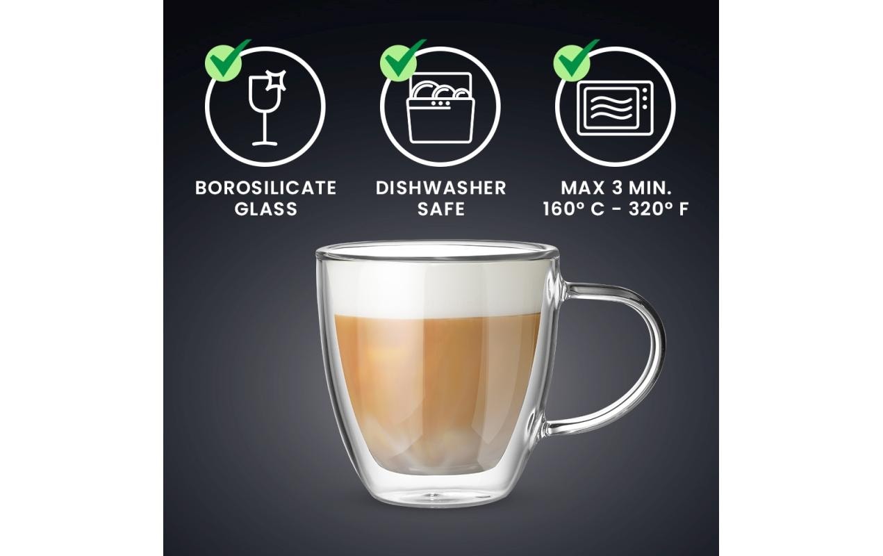 Bialetti Cappuccinotasse Capri – 2er Set, 160 ml, Borosilikatglas, Transparent, doppelwandig
