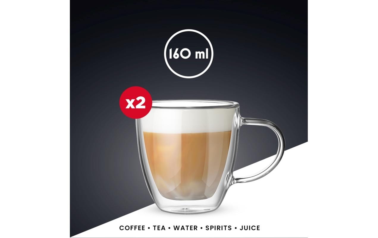 Bialetti Cappuccinotasse Capri – 2er Set, 160 ml, Borosilikatglas, Transparent, doppelwandig