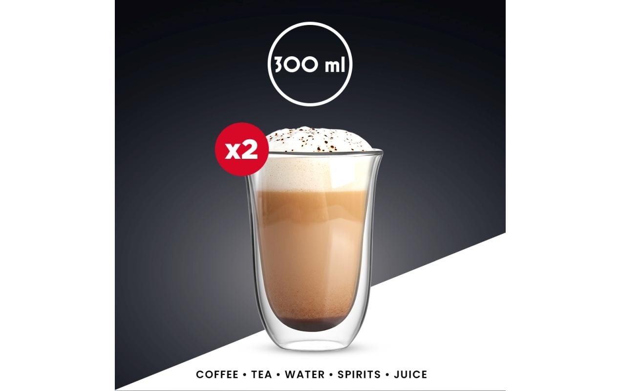 Bialetti Latte Macchiato Becher – 2er Set, 300 ml, Borosilikatglas, Transparent, doppelwandig, spülmaschinenfest
