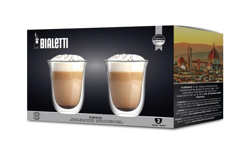 Bialetti Latte Macchiato Becher – 2er Set, 300 ml, Borosilikatglas, Transparent, doppelwandig, spülmaschinenfest