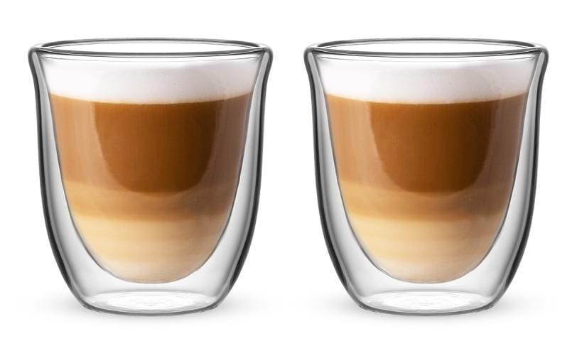 Bialetti Cappuccinotasse – 2er Set, 200 ml, Borosilikatglas, Transparent, doppelwandig, mikrowellengeeignet
