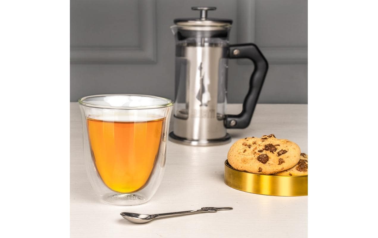 Bialetti Cappuccinotasse – 2er Set, 200 ml, Borosilikatglas, Transparent, doppelwandig, mikrowellengeeignet