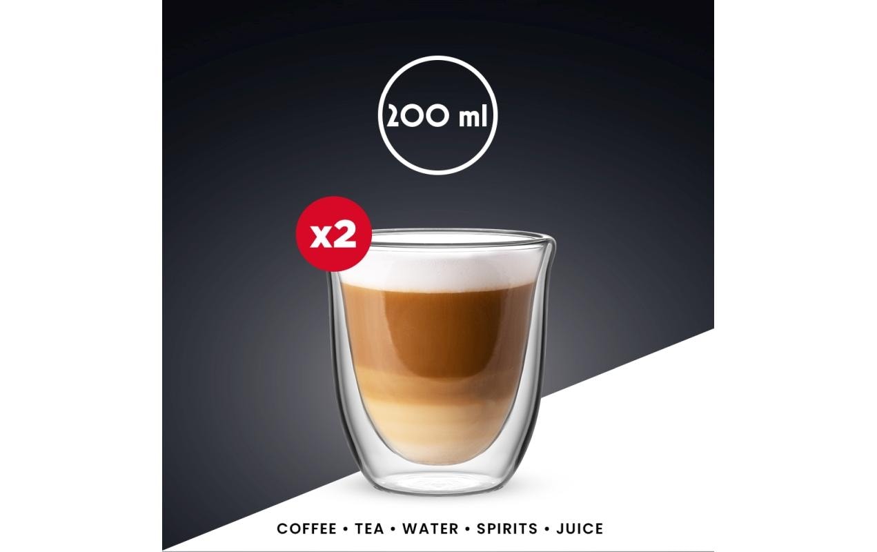 Bialetti Cappuccinotasse – 2er Set, 200 ml, Borosilikatglas, Transparent, doppelwandig, mikrowellengeeignet