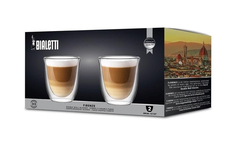Bialetti Cappuccinotasse – 2er Set, 200 ml, Borosilikatglas, Transparent, doppelwandig, mikrowellengeeignet