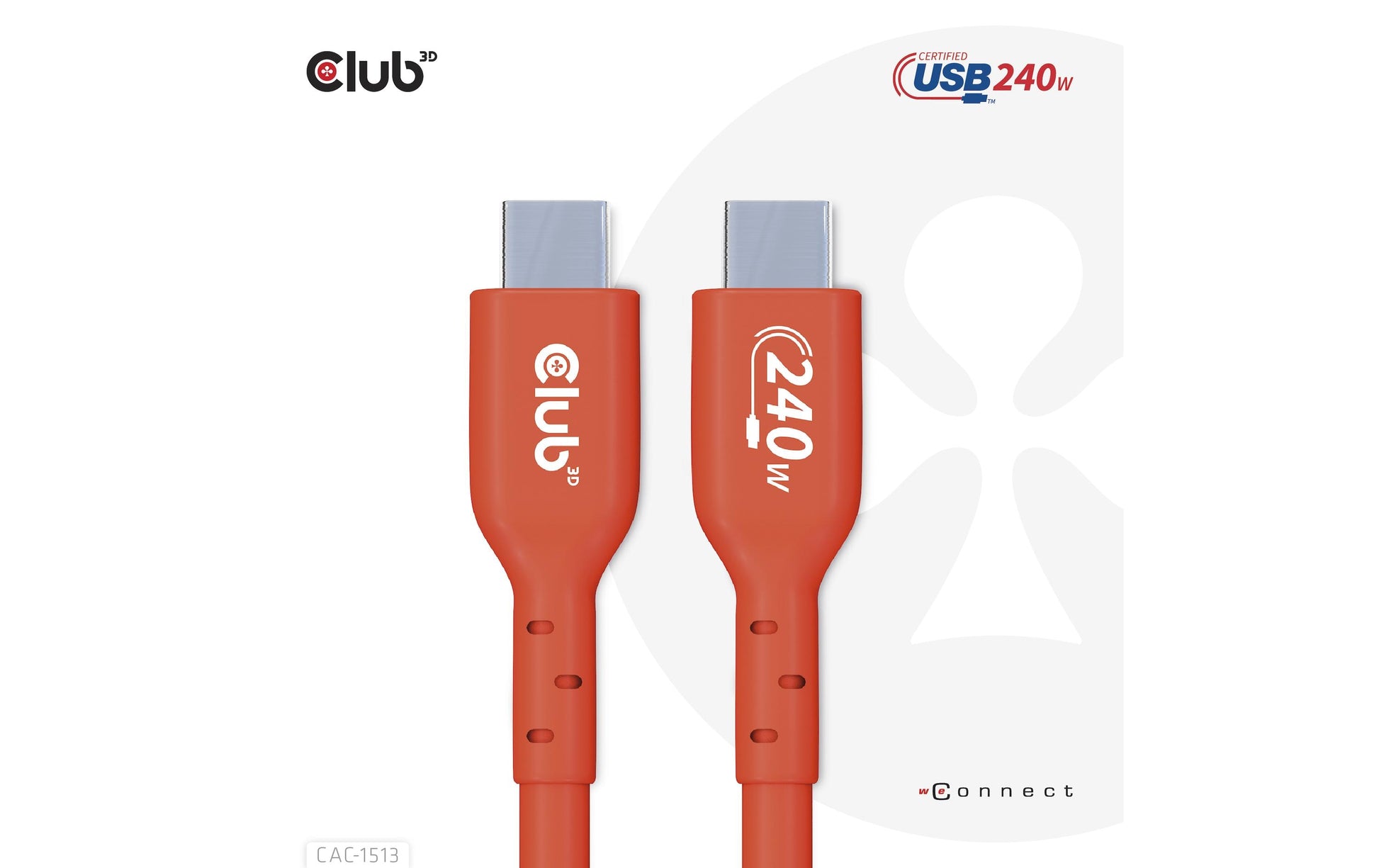 CLUB3D Club 3D – USB-C auf USB-C Kabel – USB 2.0 (480 Mbps) – 3 m – PD 240 W – USB-IF zertifiziert, verstärkt