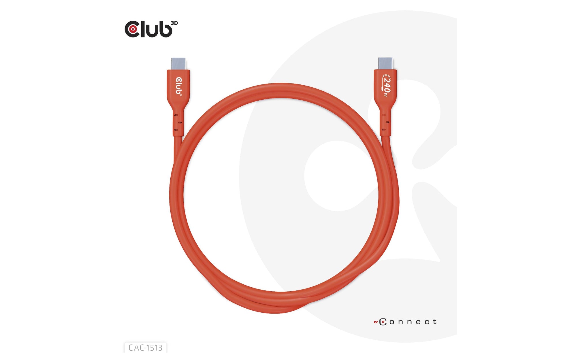 CLUB3D Club 3D – USB-C auf USB-C Kabel – USB 2.0 (480 Mbps) – 3 m – PD 240 W – USB-IF zertifiziert, verstärkt