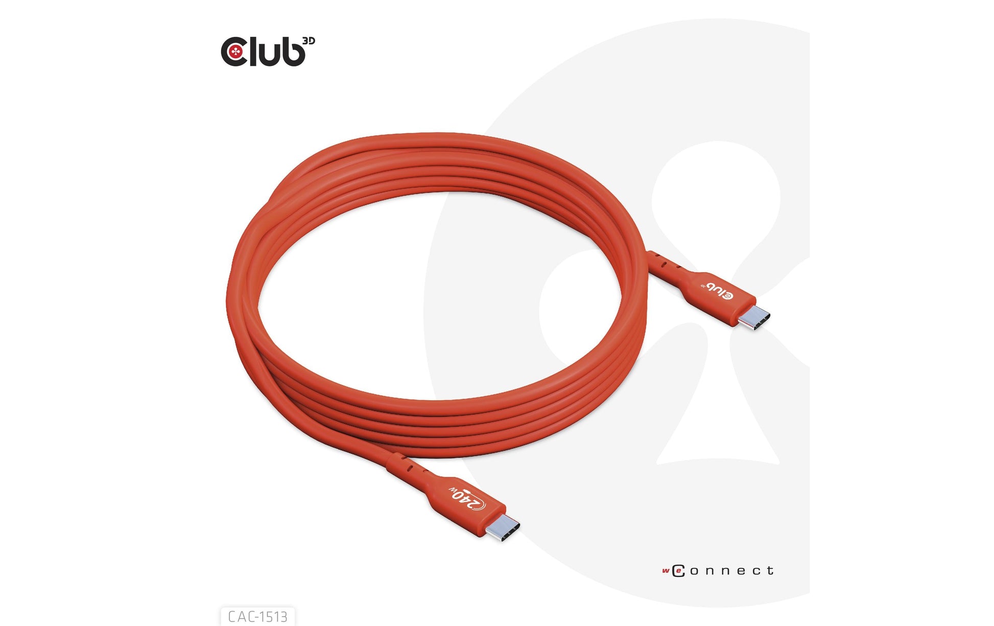 CLUB3D Club 3D – USB-C auf USB-C Kabel – USB 2.0 (480 Mbps) – 3 m – PD 240 W – USB-IF zertifiziert, verstärkt