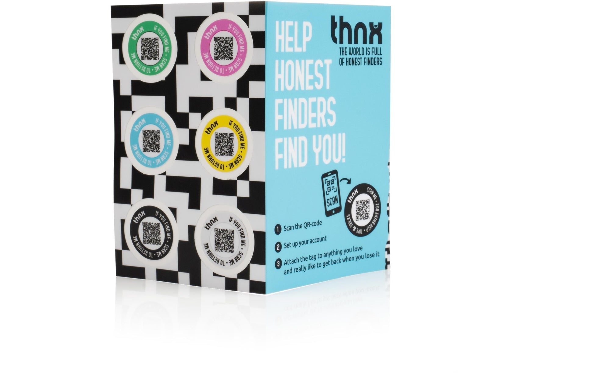Thnxtags SmartTag Schlüsselanhänger Smart Pack XXL für Thnx Tags App – 34 × 28 mm, Gelb