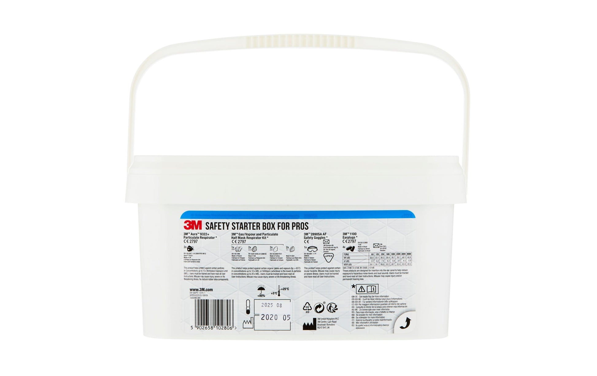 3M Halbmaske, 9322 Safety Box Starter Kit, FFP2, für Elektrowerkzeugarbeiten, verstellbar, weiss