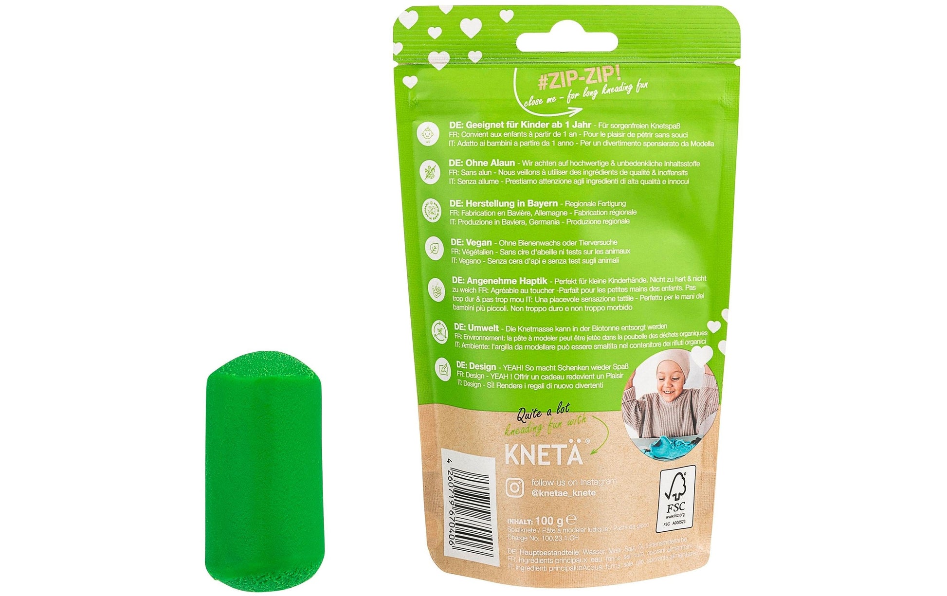 KNETÄ Knetmasse, Grün, 100 g, 1 Stk., FSC
