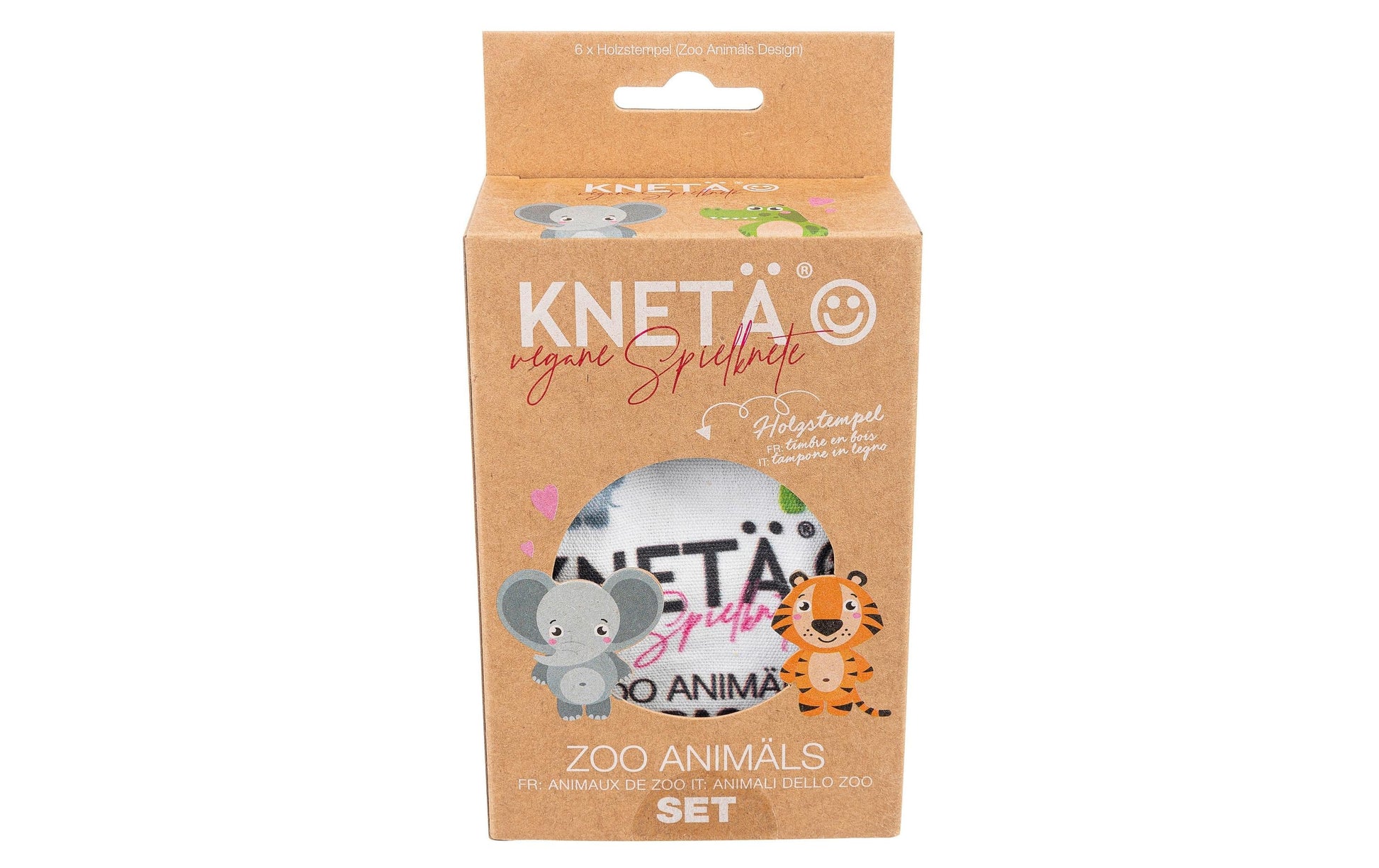 KNETÄ Stempel-Set – Zoo Tiere – 6 Stempel – Holz – ab 12 Monaten