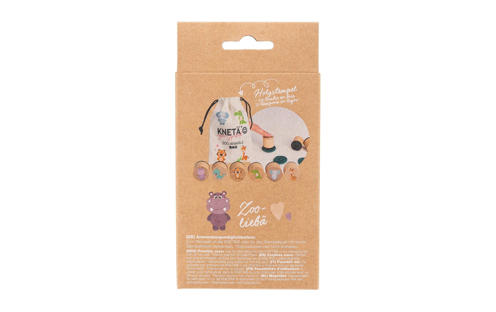 KNETÄ Stempel-Set – Zoo Tiere – 6 Stempel – Holz – ab 12 Monaten