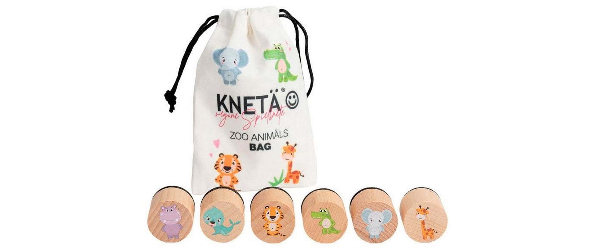 KNETÄ Stempel-Set – Zoo Tiere – 6 Stempel – Holz – ab 12 Monaten