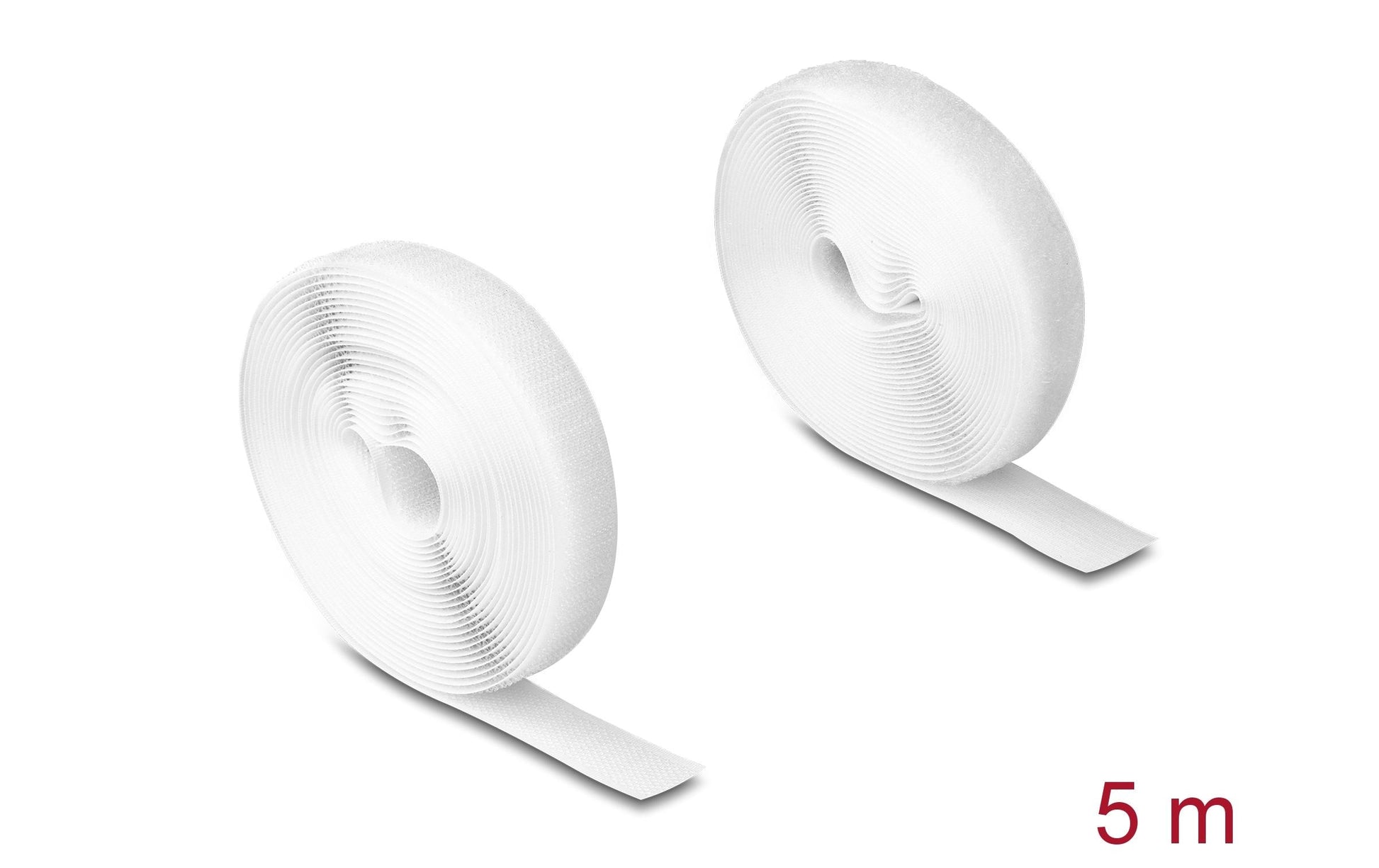 DeLOCK Klettband – 20 mm × 5 m – Weiss – Zuschneidbar, Nylon
