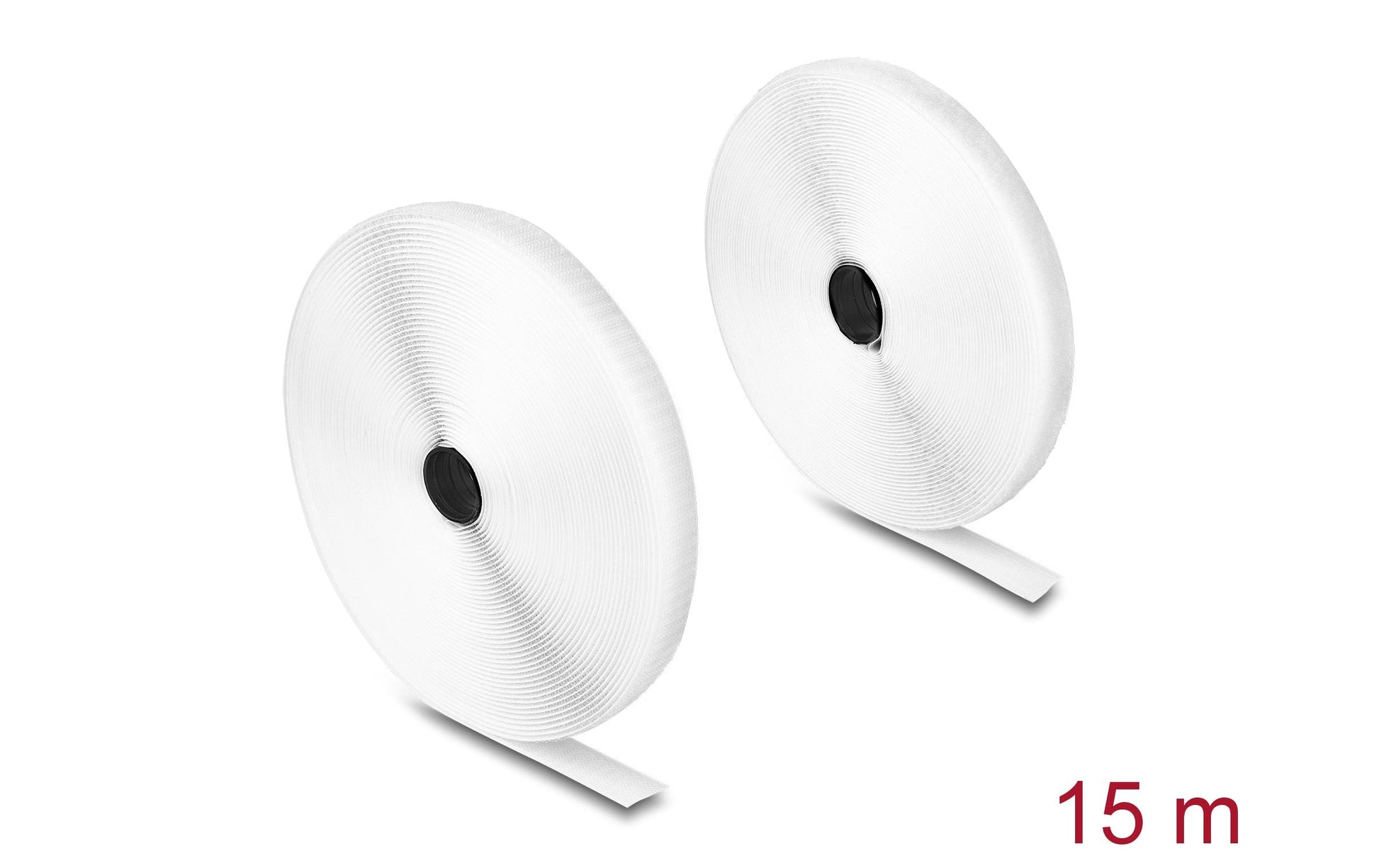 DeLOCK Klettband, 20 mm × 15 m, weiss, 1 Stück