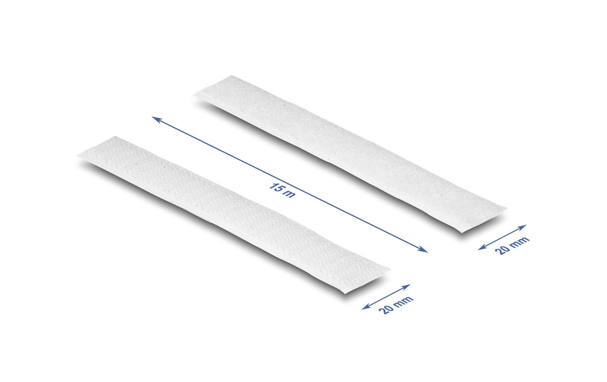 DeLOCK Klettband, 20 mm × 15 m, weiss, 1 Stück