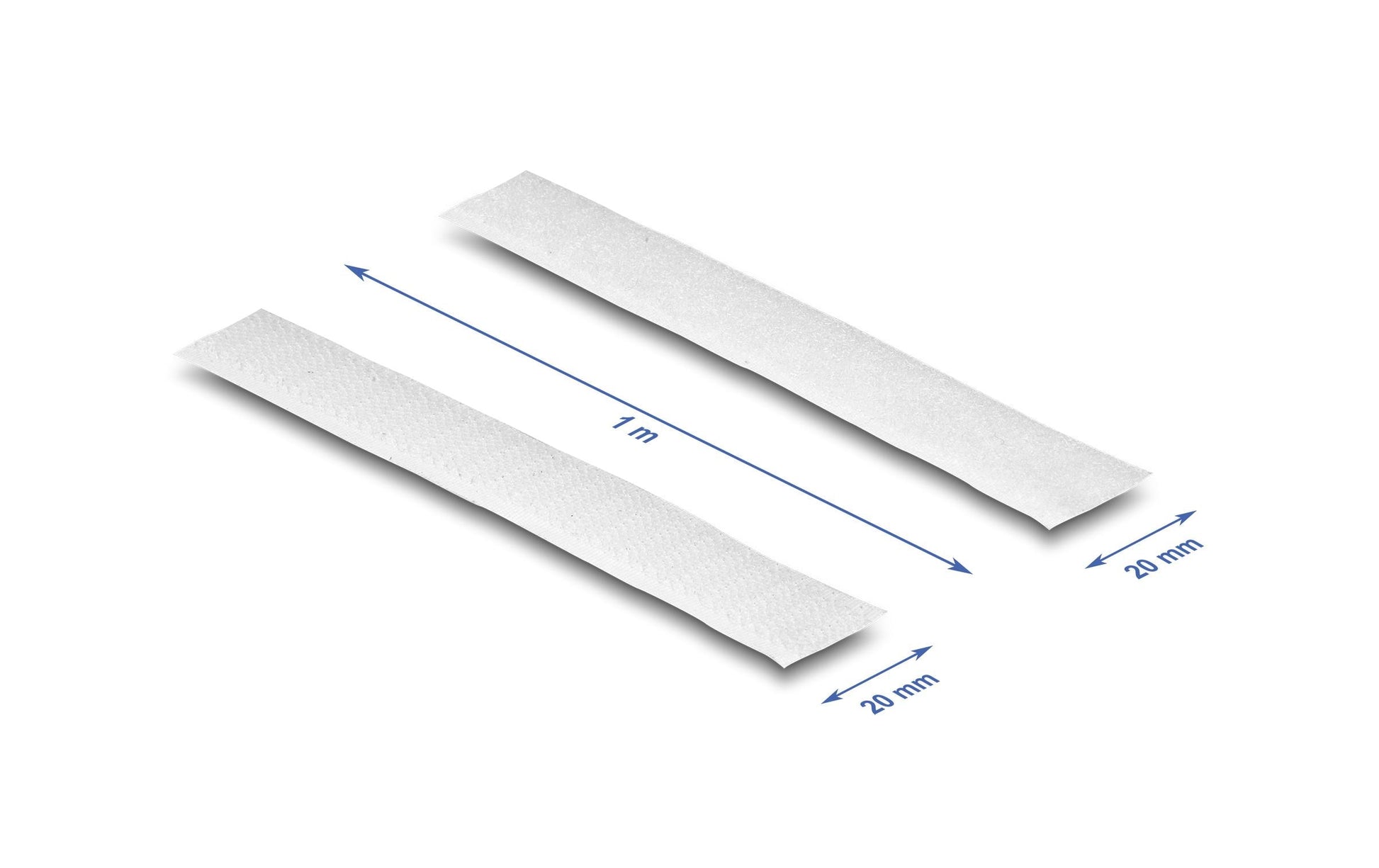 DeLOCK Klettband, 20 mm × 1 m, weiss, 1 Stück