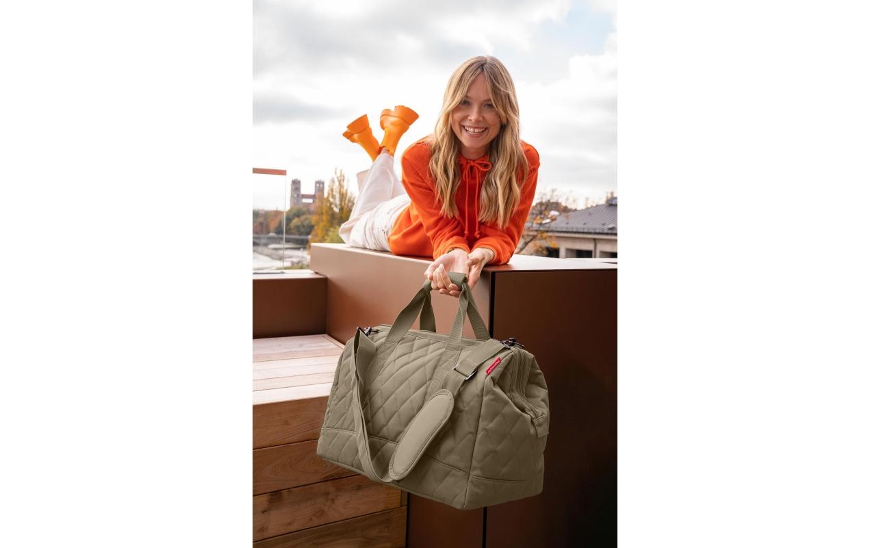 Reisenthel Umhängetasche Allrounder L – 30 l, Polyester, Rhombus Olive, 48 × 39,5 × 29 cm