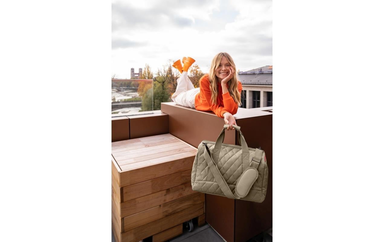 Reisenthel Umhängetasche Allrounder L – 30 l, Polyester, Rhombus Olive, 48 × 39,5 × 29 cm