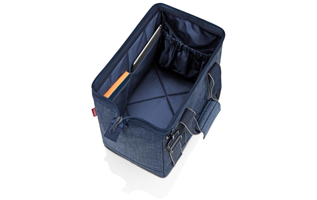 Reisenthel Umhängetasche Allrounder M – 18 l, Polyester, Herringbone Dunkelblau, 43 × 24 × 33,5 cm