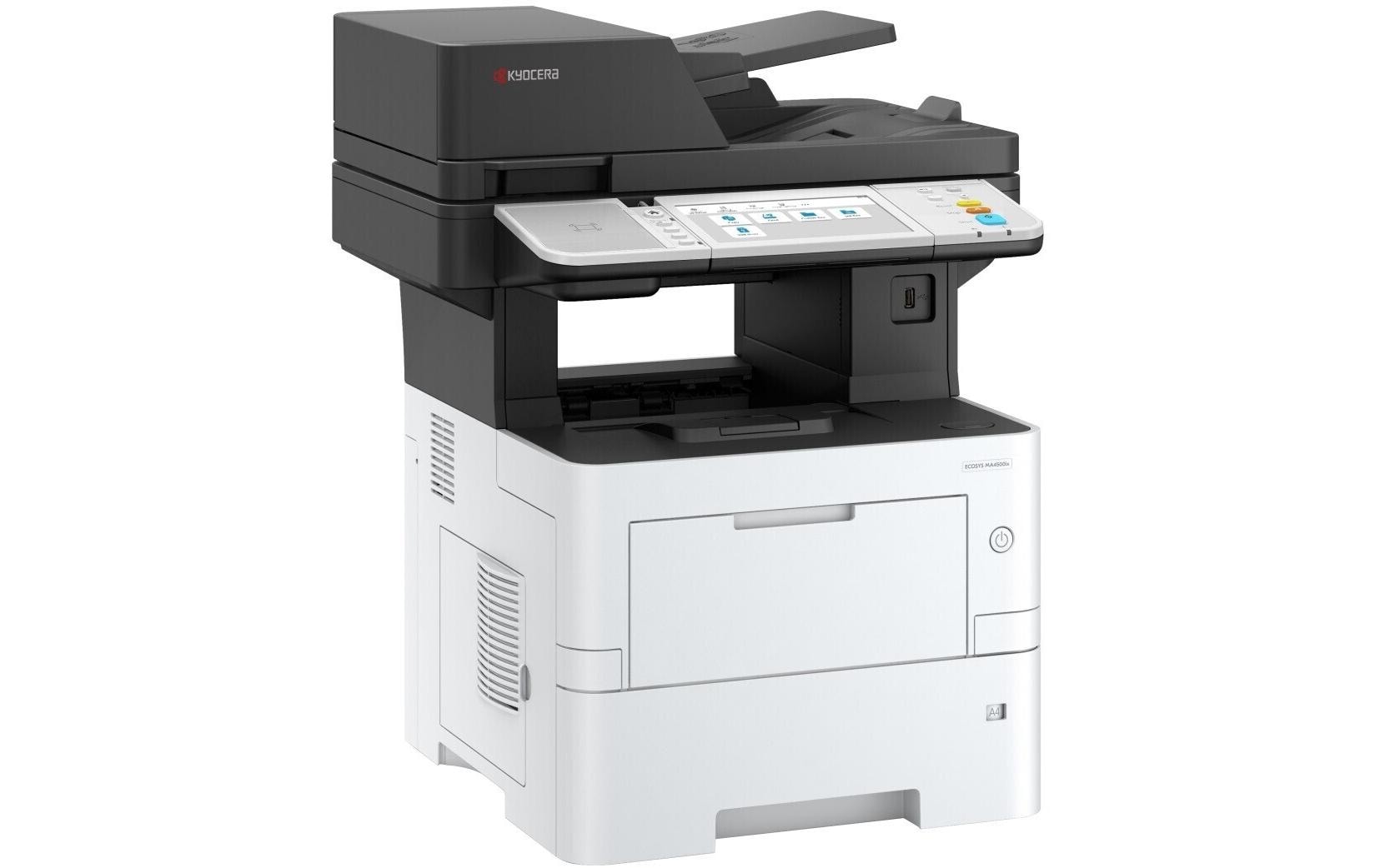 Kyocera ECOSYS MA4500ix – S/W Laser-MFP A4, 3-in-1 – USB/LAN – Duplex, Duplex-ADF, 75 Blatt ADF – 45 ppm S/W